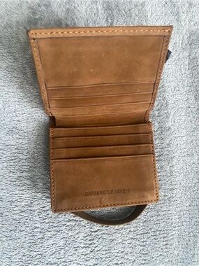 Genuine Leather Brown Minimalist Wallet ID Window